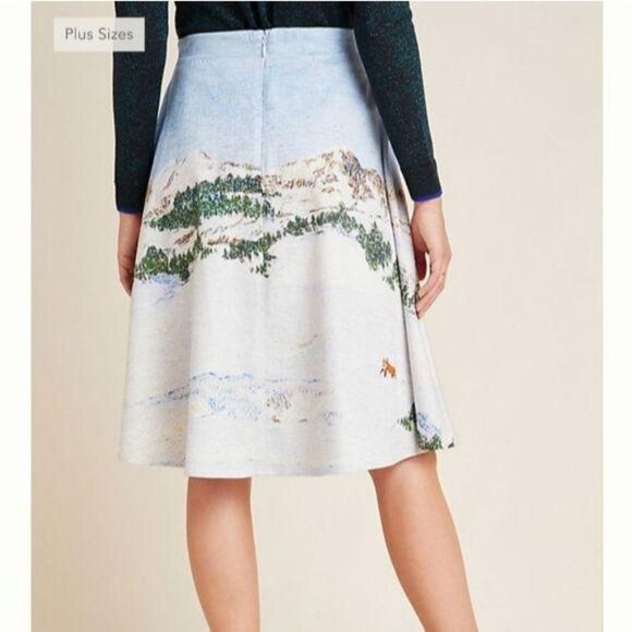 Corey Lynn Carter Wonderland A-Line Midi Skirt Winter Snow Scenery Size Small - Picture 3 of 12
